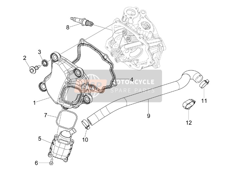 Piaggio Beverly 125 RST 4T 4V ie E3 2015 Cylinder Head Cover for a 2015 Piaggio Beverly 125 RST 4T 4V ie E3