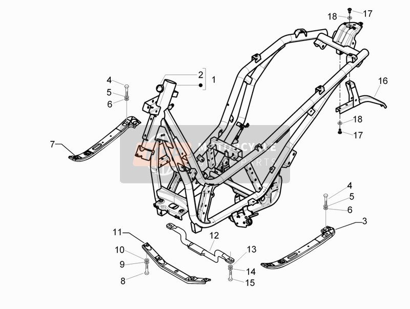 Piaggio Beverly 125 RST 4T 4V ie E3 2010 Frame/Kuipwerk voor een 2010 Piaggio Beverly 125 RST 4T 4V ie E3