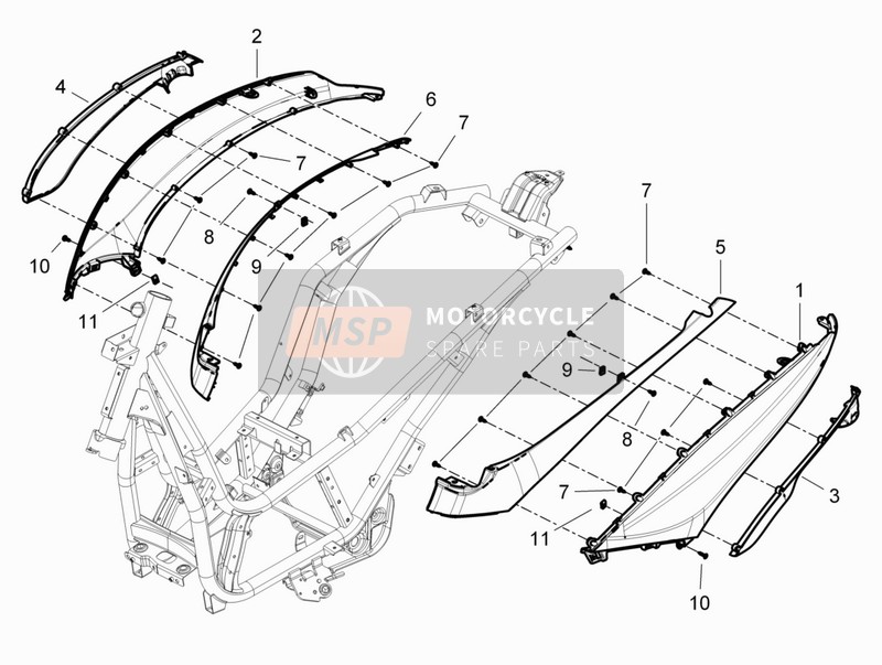 Piaggio Beverly 125 RST 4T 4V ie E3 2010 Zijkuip - Spoiler voor een 2010 Piaggio Beverly 125 RST 4T 4V ie E3