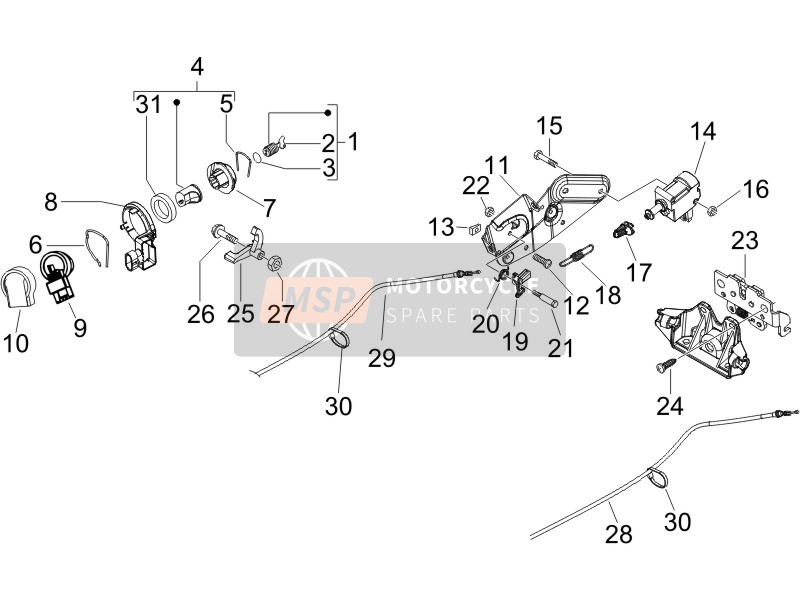 Piaggio Beverly 125 Sport E3 2007 Schlösser für ein 2007 Piaggio Beverly 125 Sport E3