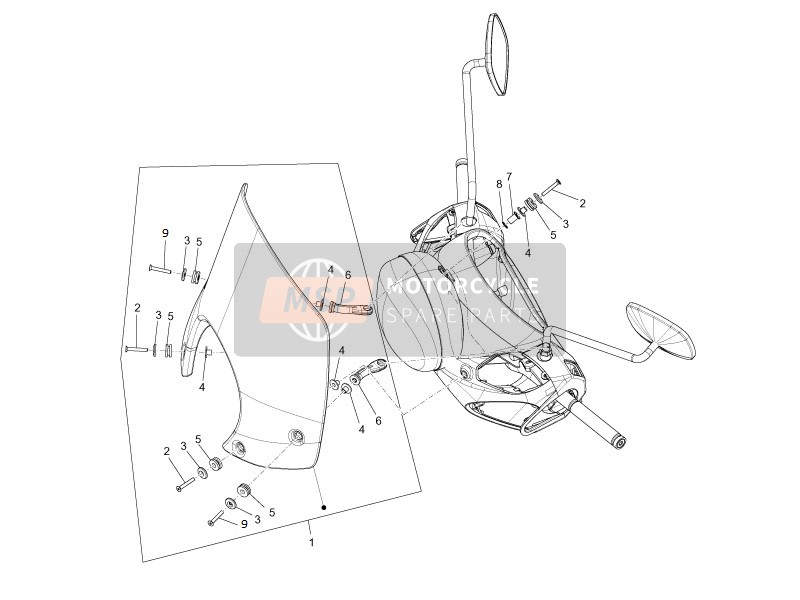 Piaggio Beverly 125 Tourer E3 2007 Windshield - Glass for a 2007 Piaggio Beverly 125 Tourer E3