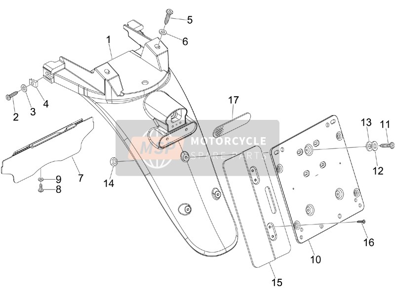 Piaggio Beverly 125 Tourer E3 2009 Rear Cover - Splash Guard for a 2009 Piaggio Beverly 125 Tourer E3