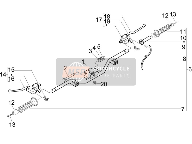 Piaggio Beverly 125 Tourer E3 2010 Handlebars - Master cil. for a 2010 Piaggio Beverly 125 Tourer E3