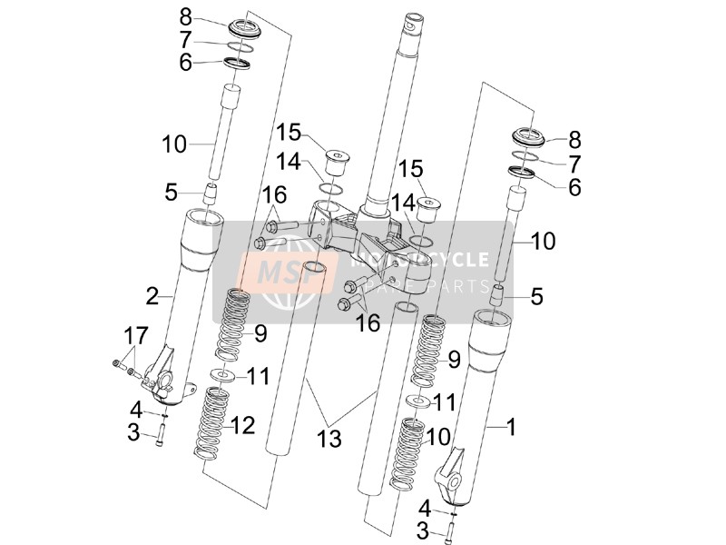 Piaggio Beverly 125 Tourer E3 2007 Fork Components (Kayaba) for a 2007 Piaggio Beverly 125 Tourer E3