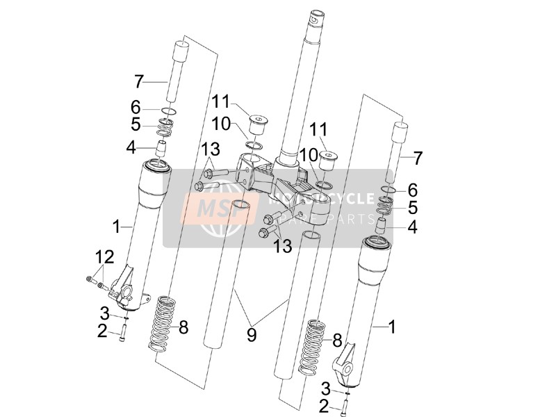 Piaggio Beverly 125 Tourer E3 2010 Fork Components (MVP) for a 2010 Piaggio Beverly 125 Tourer E3