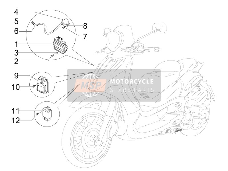 Piaggio Beverly 125 Tourer E3 2007 Régulateurs de tension - Unités de contrôle électronique (ecu) - H.T. Bobine pour un 2007 Piaggio Beverly 125 Tourer E3