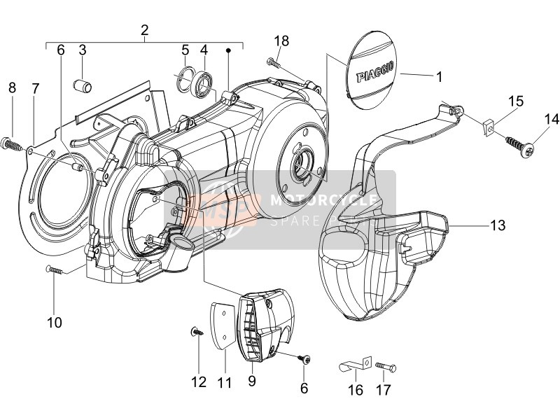 Piaggio Beverly 250 2005 Kurbelgehäuseabdeckung - Kurbelgehäusekühlung für ein 2005 Piaggio Beverly 250