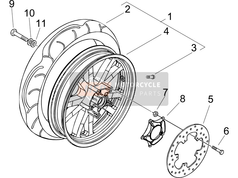 Piaggio Beverly 250 2005 Rear Wheel for a 2005 Piaggio Beverly 250