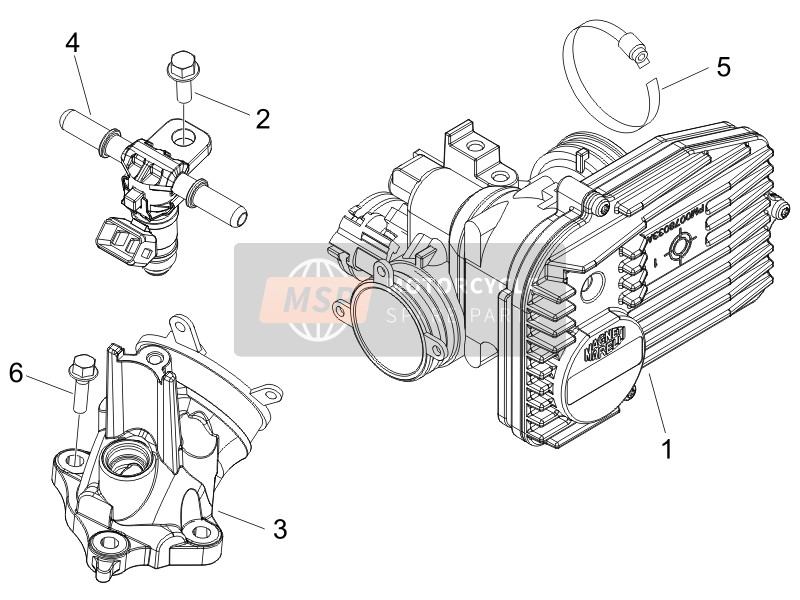 Piaggio Beverly 250 Cruiser E3 2009 Gasklephuis - Injector - Drieweg pijp voor een 2009 Piaggio Beverly 250 Cruiser E3