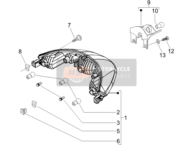 Piaggio Beverly 250 Cruiser E3 2009 Phares arrière - Lampes de clignotant pour un 2009 Piaggio Beverly 250 Cruiser E3