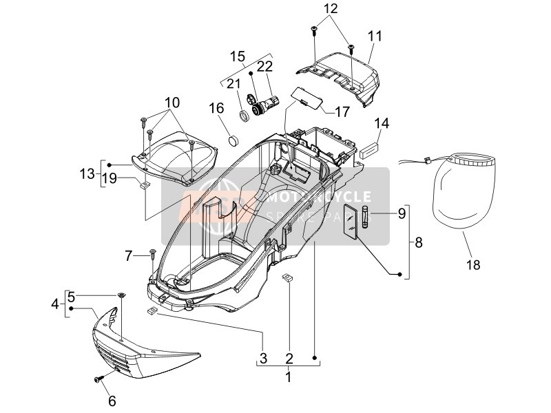 Piaggio Beverly 250 ie E3 2007 Helmet Housing - Under Saddle for a 2007 Piaggio Beverly 250 ie E3