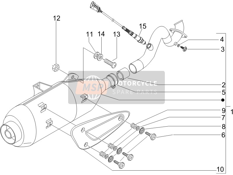 Piaggio Beverly 250 ie Sport E3 2007 Silenziatore per un 2007 Piaggio Beverly 250 ie Sport E3