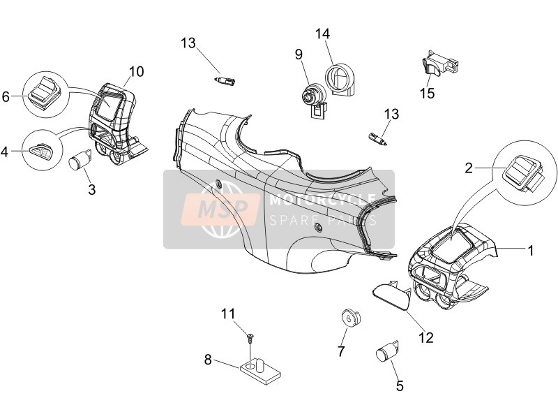 Piaggio Beverly 250 ie Sport E3 2008 Sélecteurs - Commutateurs - Boutons pour un 2008 Piaggio Beverly 250 ie Sport E3