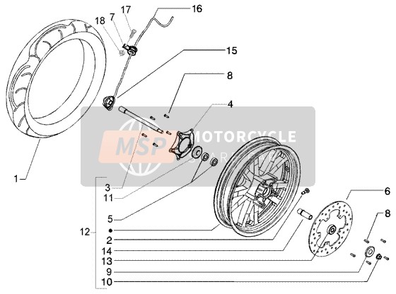 Piaggio Beverly 250 RST 2006 Rueda delantera para un 2006 Piaggio Beverly 250 RST