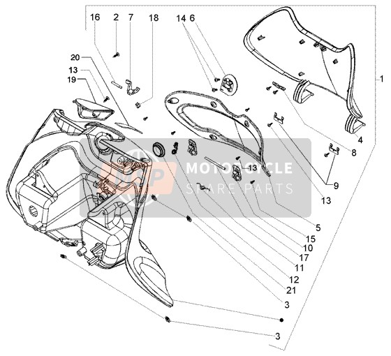 Piaggio Beverly 250 RST 2006 Estuche superior frontal para un 2006 Piaggio Beverly 250 RST