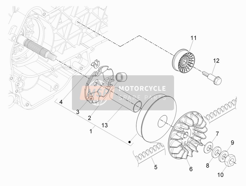 Piaggio Beverly 300 ie ABS E4 2016 Aandrijfriemschijf voor een 2016 Piaggio Beverly 300 ie ABS E4