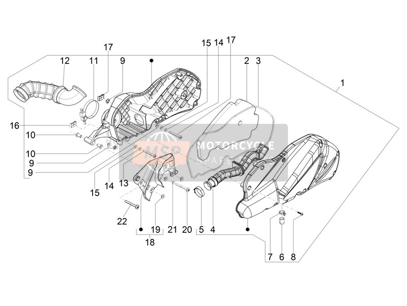 Piaggio Beverly 300 ie ABS E4 (EU) 2017 Filtre à air pour un 2017 Piaggio Beverly 300 ie ABS E4 (EU)