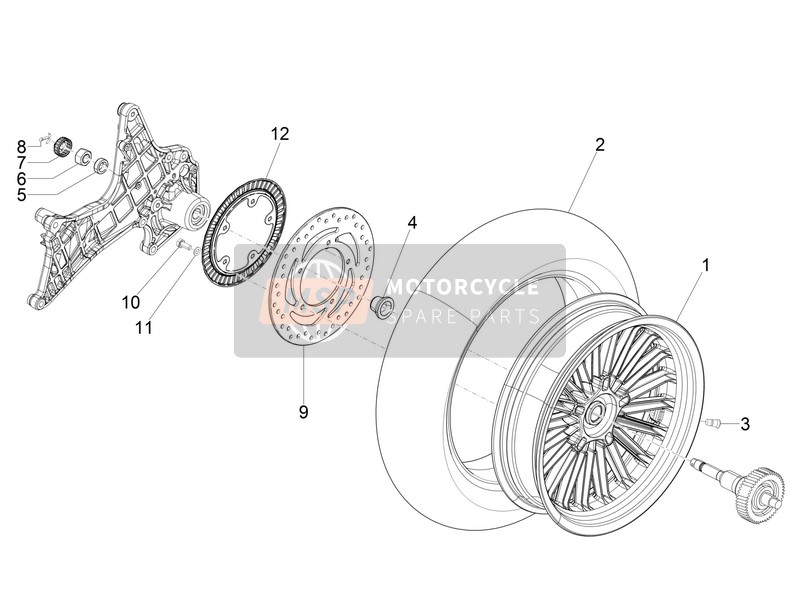 Piaggio Beverly 300 ie ABS E4 (EU) 2016 Roue arrière pour un 2016 Piaggio Beverly 300 ie ABS E4 (EU)