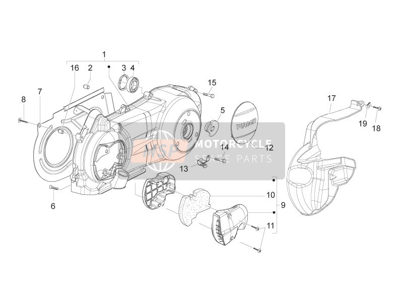 621126, Boite Raffr.Courroie, Piaggio, 2