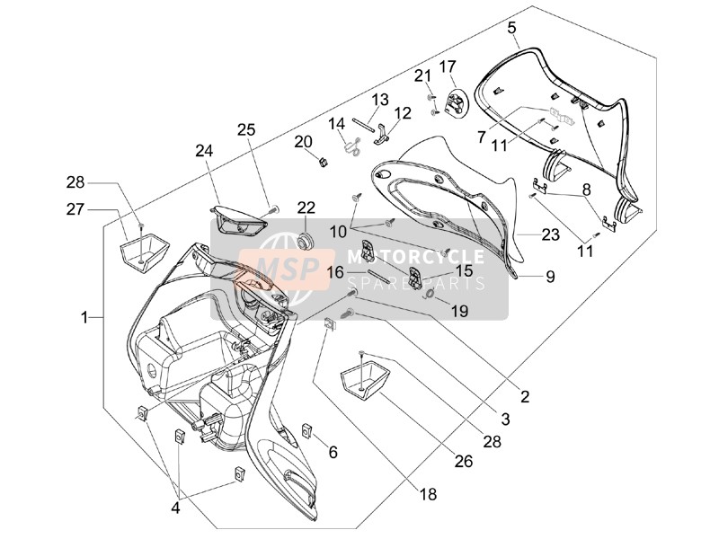 Piaggio Beverly 300 ie Tourer E3 2009 Front Glove-Box - Knee-Guard Panel for a 2009 Piaggio Beverly 300 ie Tourer E3