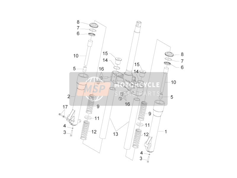 Piaggio Beverly 300 ie Tourer E3 2009 Vork komponenten (Kayaba) voor een 2009 Piaggio Beverly 300 ie Tourer E3