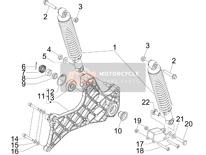 Piaggio Beverly 300 ie Tourer E3 2009 Sospensione posteriore - Ammortizzatore/s per un 2009 Piaggio Beverly 300 ie Tourer E3