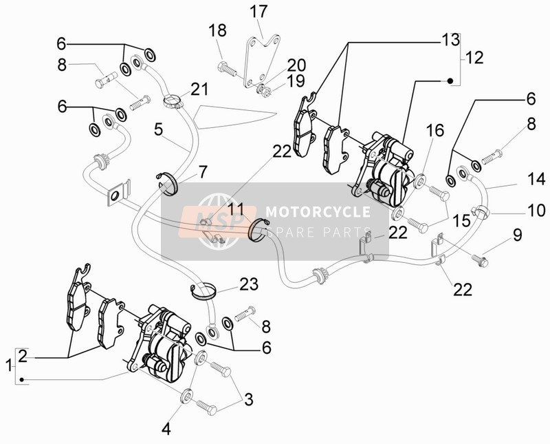 Piaggio Beverly 300 ie Tourer E3 2009 Brakes Pipes - Calipers for a 2009 Piaggio Beverly 300 ie Tourer E3