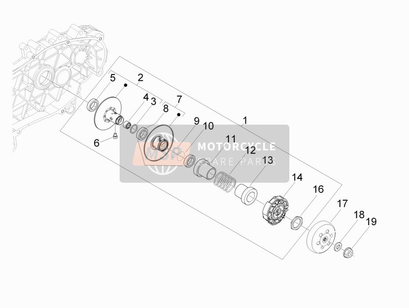 Piaggio Beverly 300 RST-S 4T 4V IE E3 2010 Driven Pulley for a 2010 Piaggio Beverly 300 RST-S 4T 4V IE E3