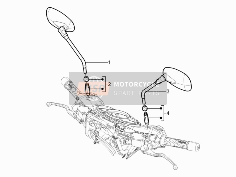 Piaggio Beverly 350 4T 4V ie E3 Sport Touring 2013 Bestuurders Spiegel/s voor een 2013 Piaggio Beverly 350 4T 4V ie E3 Sport Touring