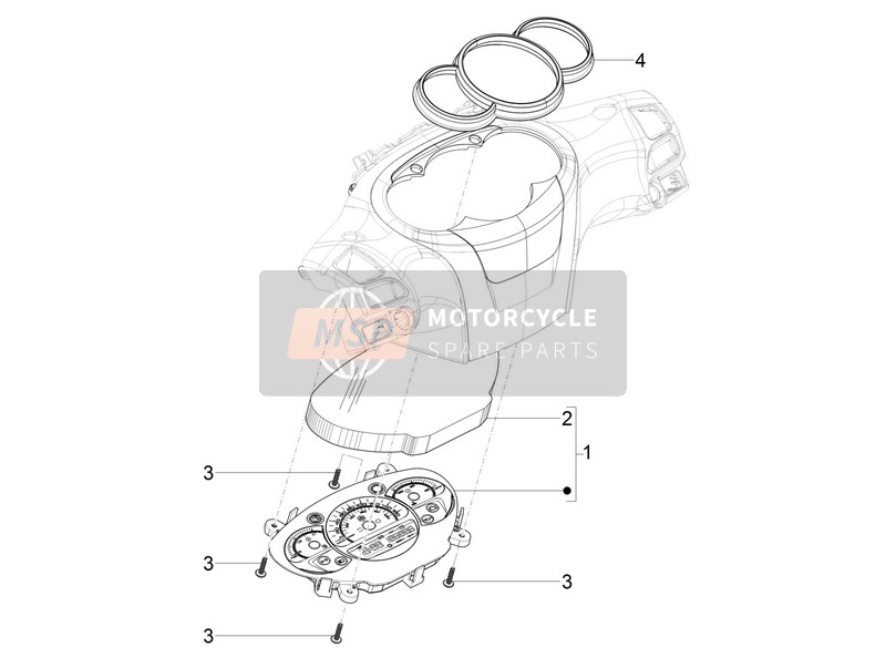 Piaggio Beverly 350 4T ST ie ABS E4 (EU) 2018 Combinación de medidor - Tablero para un 2018 Piaggio Beverly 350 4T ST ie ABS E4 (EU)