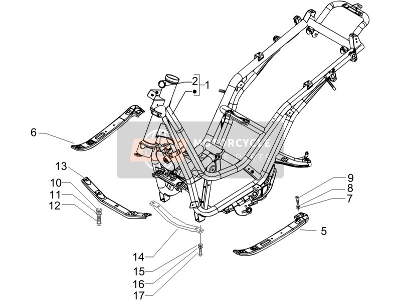 CM174902, Voetsteun Ondersteuning Rechtsaf Kruis Pin, Piaggio, 0