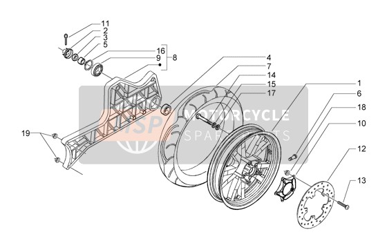 Piaggio Beverly 500 (2) 2005 Rueda trasera para un 2005 Piaggio Beverly 500 (2)