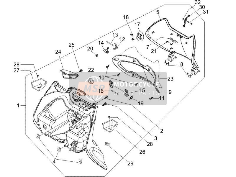 Piaggio Beverly 500 2006 Handschuhfach vorne - Knieschutz für ein 2006 Piaggio Beverly 500