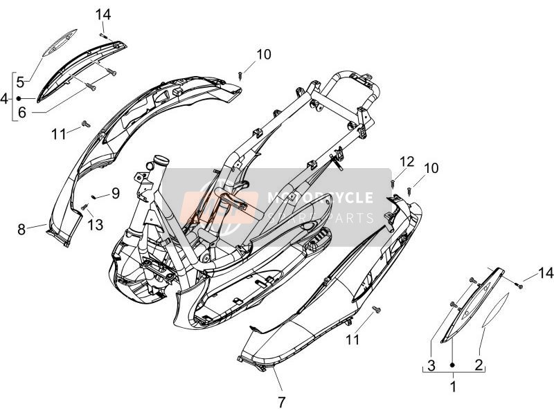 Piaggio Beverly 500 2006 Seitliche Abdeckung - Spoiler für ein 2006 Piaggio Beverly 500