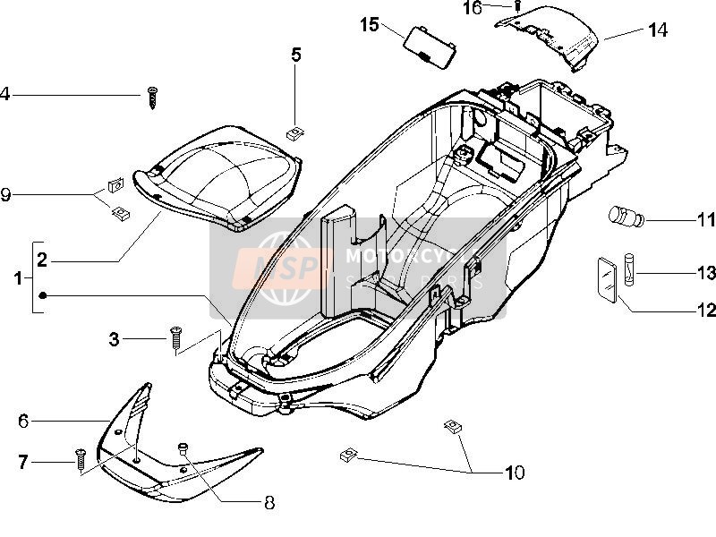 Piaggio Beverly 500 2006 Logement de casque - Sous la selle pour un 2006 Piaggio Beverly 500