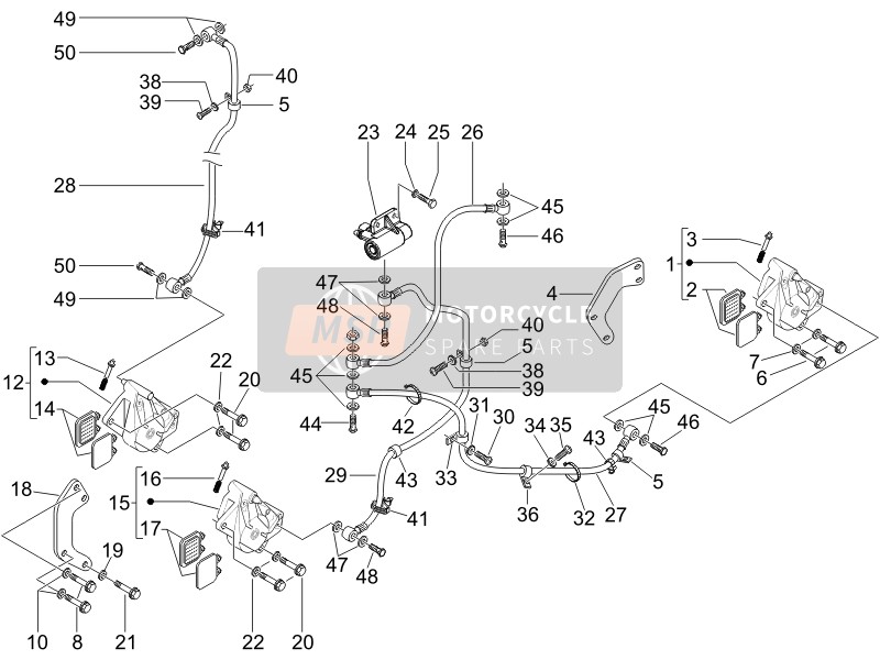 Piaggio Beverly 500 Cruiser E3 2007 Bremsleitungen - Bremssättel für ein 2007 Piaggio Beverly 500 Cruiser E3