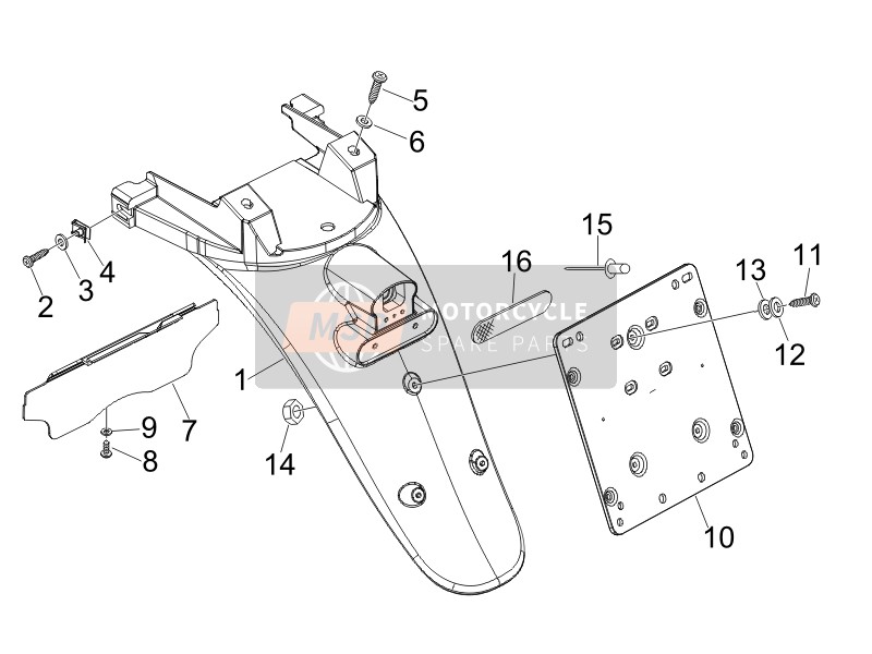 Piaggio BV 250 (USA) 2008 Rear Cover - Splash Guard for a 2008 Piaggio BV 250 (USA)