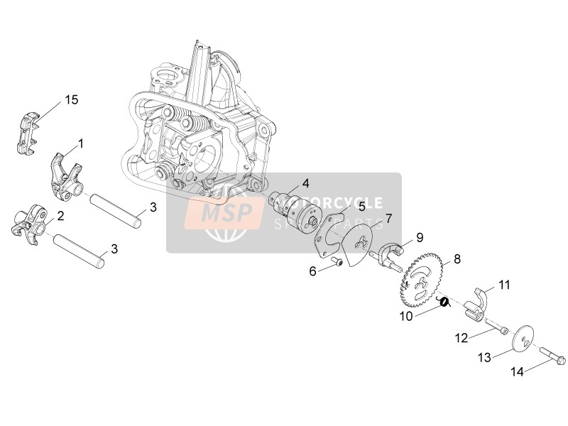 Piaggio BV 350 4T 4V ie E3 ABS (USA) 2015 Unité de soutien des leviers à bascule pour un 2015 Piaggio BV 350 4T 4V ie E3 ABS (USA)