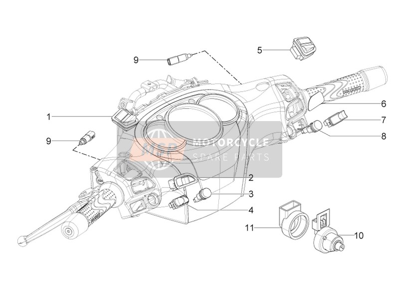 Piaggio BV 350 4T 4V ie E3 (USA-CA) 2013 Selettori - Interruttori - Bottoni per un 2013 Piaggio BV 350 4T 4V ie E3 (USA-CA)