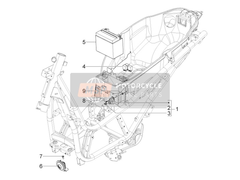 Piaggio BV 350 4T 4V ie E3 (USA-CA) 2014 Interruttori del telecomando - Batteria - Corno per un 2014 Piaggio BV 350 4T 4V ie E3 (USA-CA)