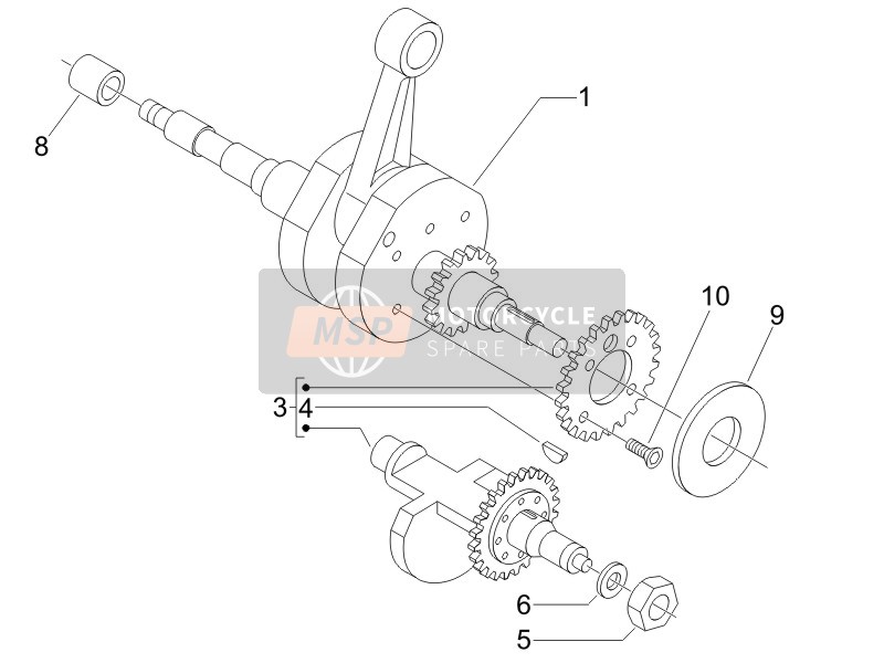 Piaggio BV 500 2005 Albero motore per un 2005 Piaggio BV 500