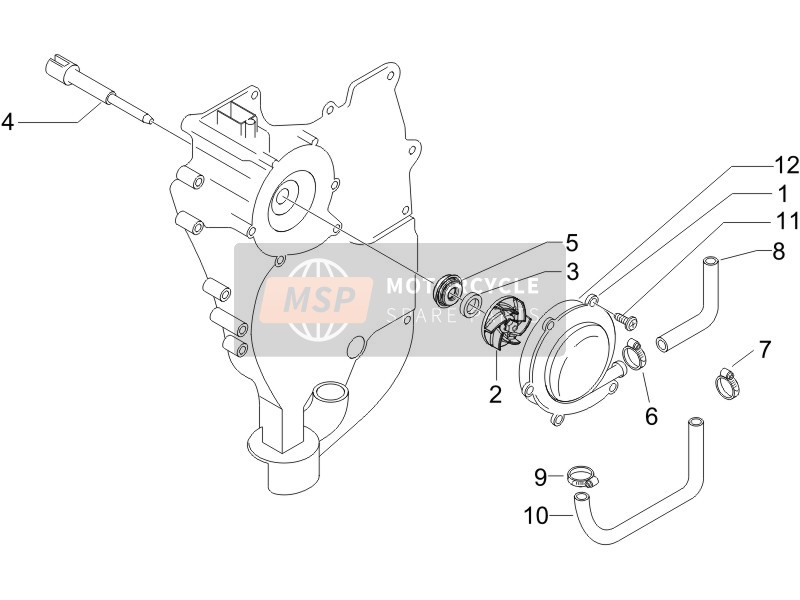 Piaggio BV 500 2005 Pompe plus froide pour un 2005 Piaggio BV 500