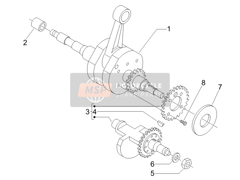 Piaggio BV 500 Tourer (USA) 2008 Crankshaft for a 2008 Piaggio BV 500 Tourer (USA)