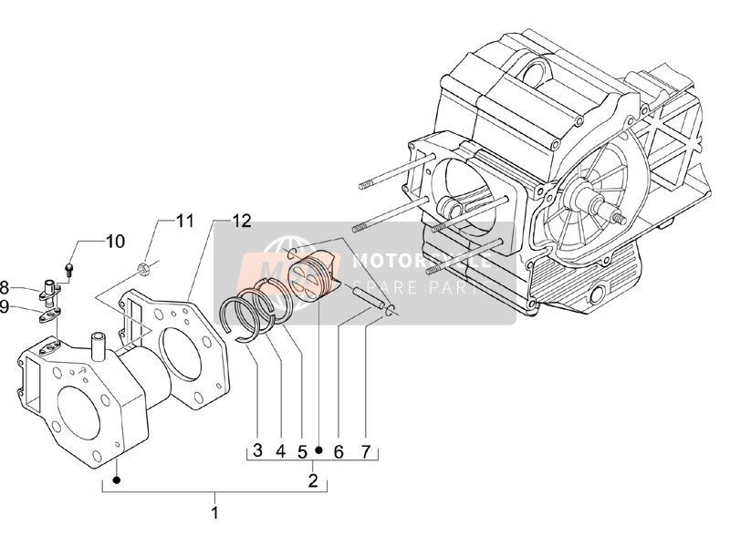 Piaggio BV 500 (USA) 2008 Cylinder-Piston-Wrist Pin Unit for a 2008 Piaggio BV 500 (USA)