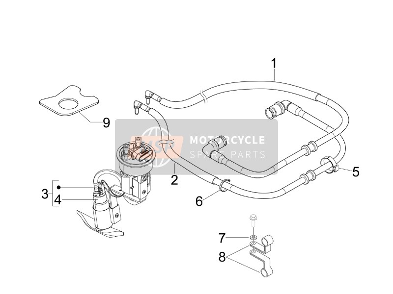 Piaggio BV 500 (USA) 2008 Sistema de suministros para un 2008 Piaggio BV 500 (USA)