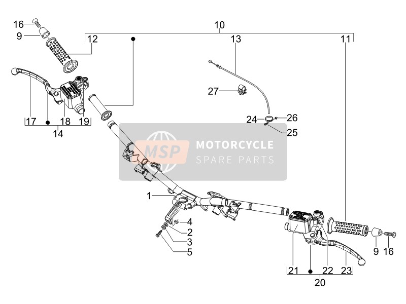 Piaggio Carnaby 200 4T E3 2008 Lenker - Hauptzyl. für ein 2008 Piaggio Carnaby 200 4T E3