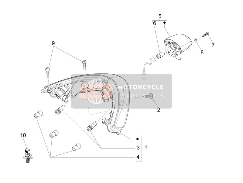 Piaggio Carnaby 300 4T ie Cruiser 2011 Rear Headlamps - Turn Signal Lamps for a 2011 Piaggio Carnaby 300 4T ie Cruiser