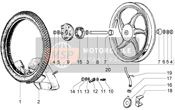 Piaggio Ciao 1996 Roue avant en alliage pour un 1996 Piaggio Ciao