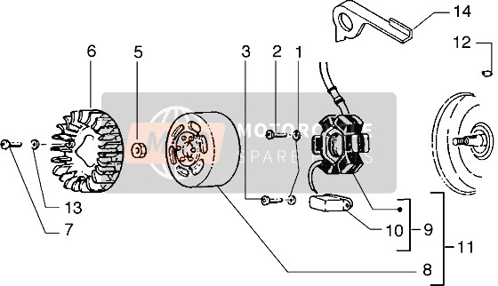 639865, Compleet Stator (Kokusan), Piaggio, 1