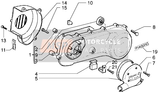 Piaggio Diesis 50 2001 Cubierta de transmisión para un 2001 Piaggio Diesis 50